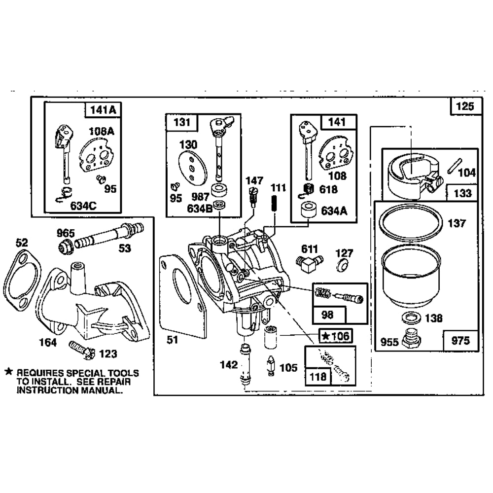 Carburetor Diagram and Parts List for 259700-259799 0102 Briggs and Stratton Engine